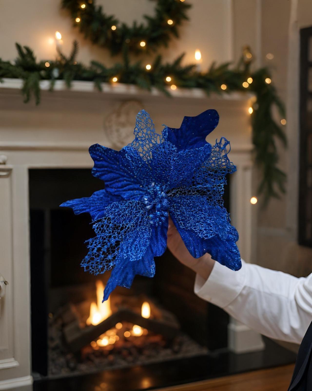 Yılbaşı Lacivert Renkli Ata Yapay Çiçek