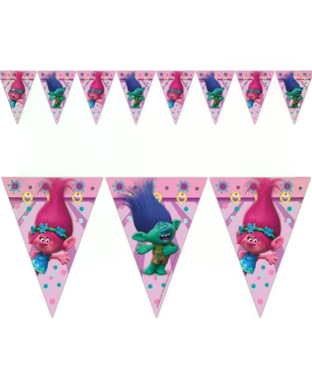 Trolls Temalı Üçgen Flama Banner