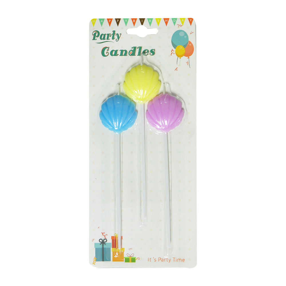 Deniz Kabuğu Midye Makaron Renkli Mum – 3’lü Set