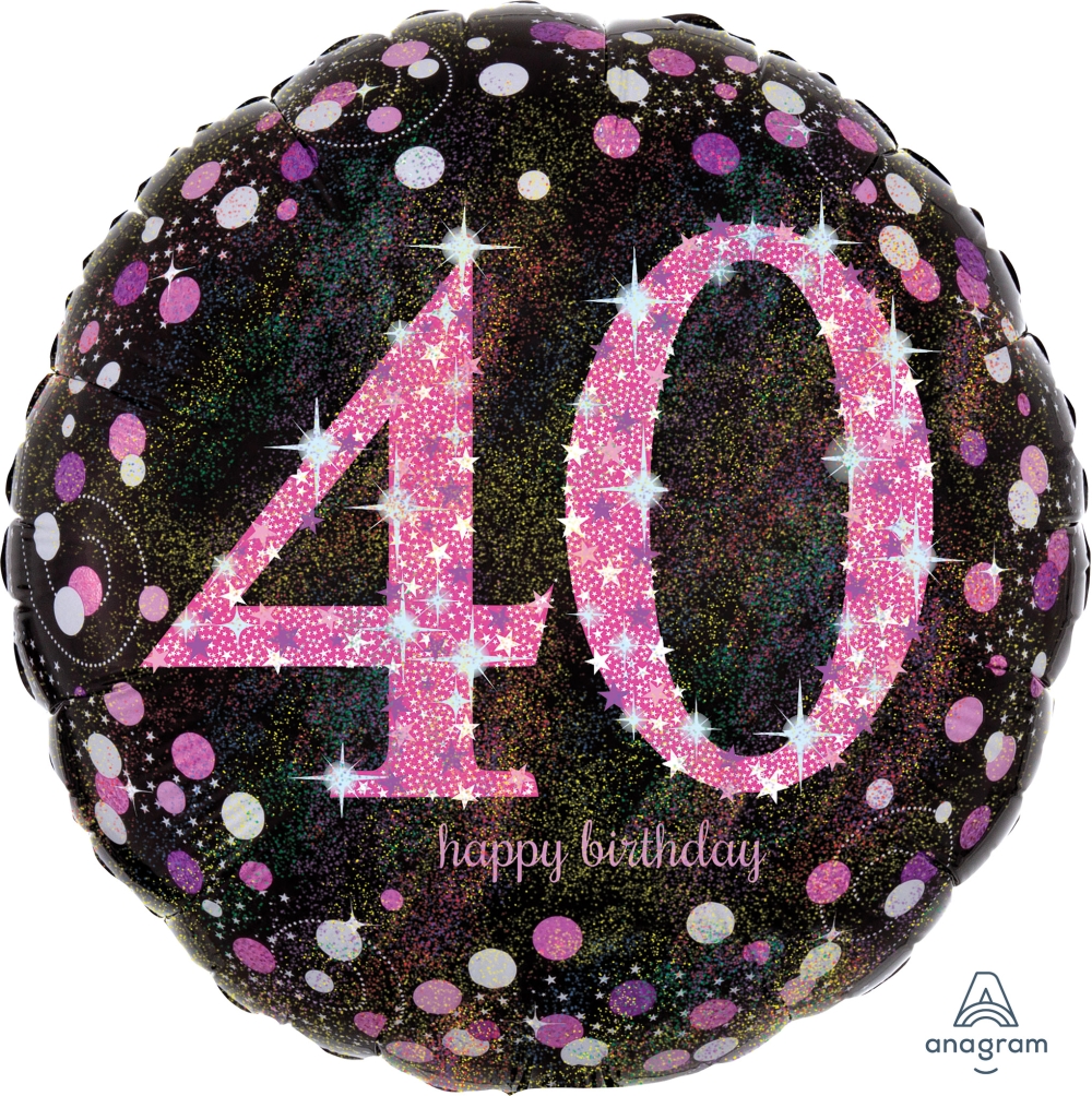 Amscan 40 Yaş Happy Birthday Holografik Folyo Balon