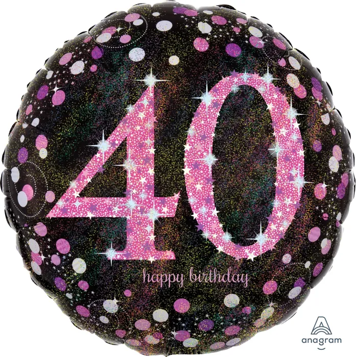 Amscan 40 Yaş Happy Birthday Holografik Folyo Balon