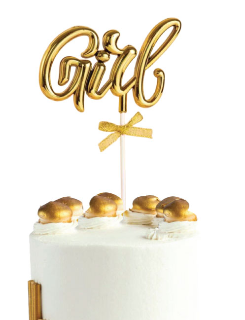 Girl Yazılı Gold Pasta Üstü Süsü