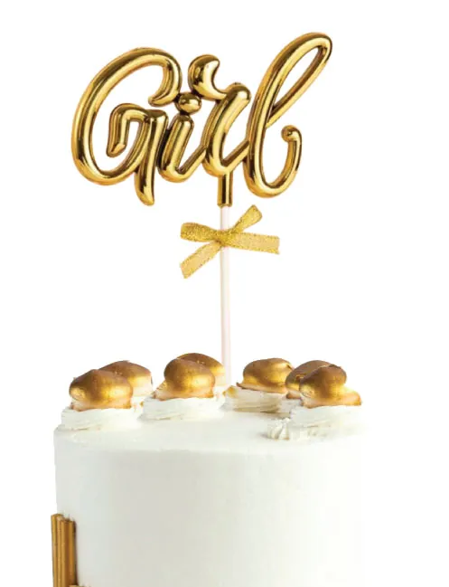 Girl Yazılı Gold Pasta Üstü Süsü