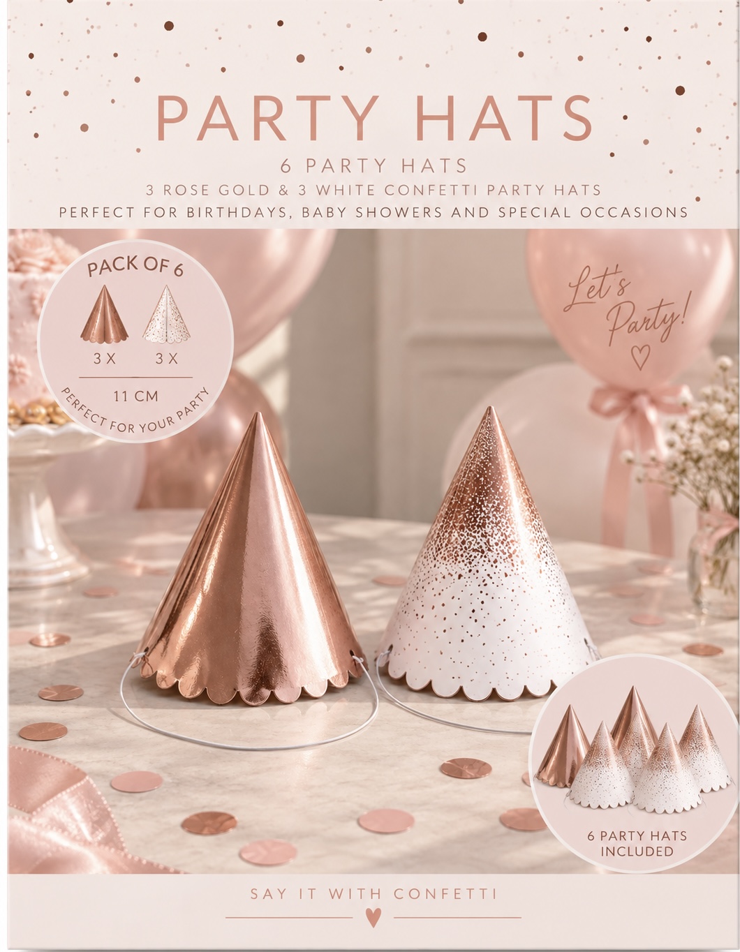 Ginger Ray Mini Varaklı Parti Şapkası 6’lı Set (2 Renkli)