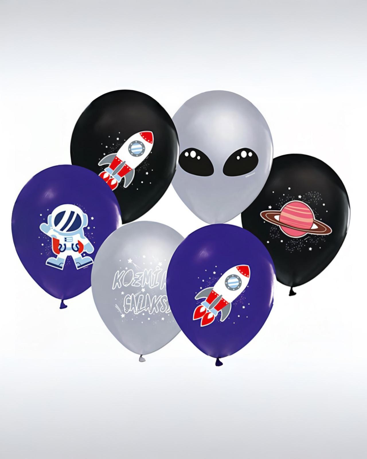 Uzay Temalı Lateks Balon 7'li