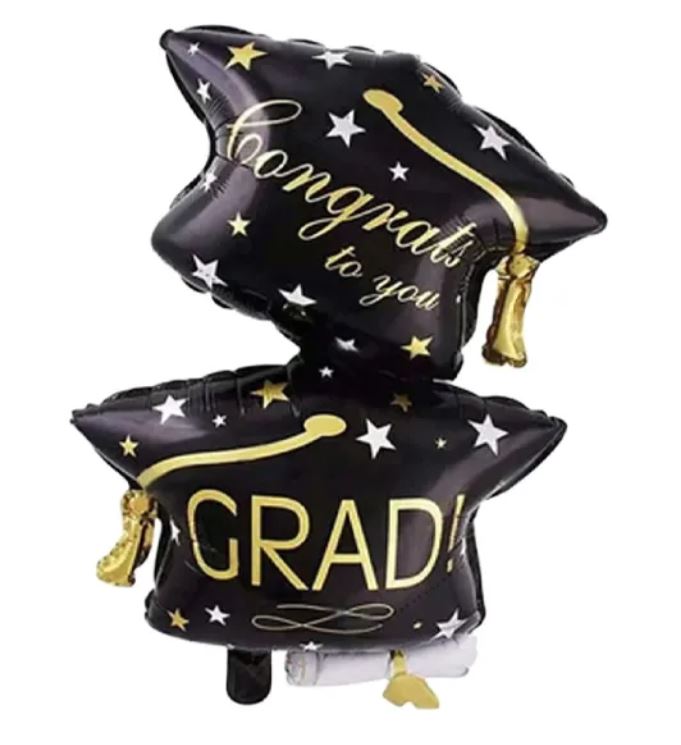 Mezuniyet Balonu “Congrats to You Grad” Siyah Altın Folyo Balon 34"
