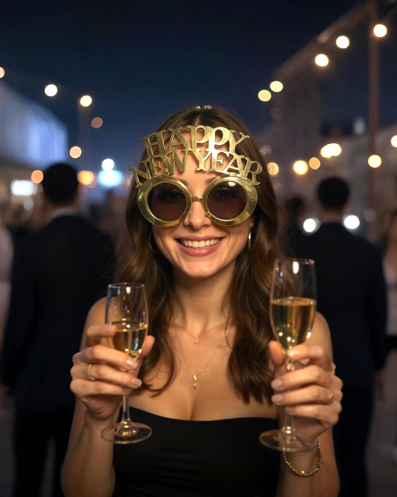 Happy New Year Gold Parti Gözlüğü