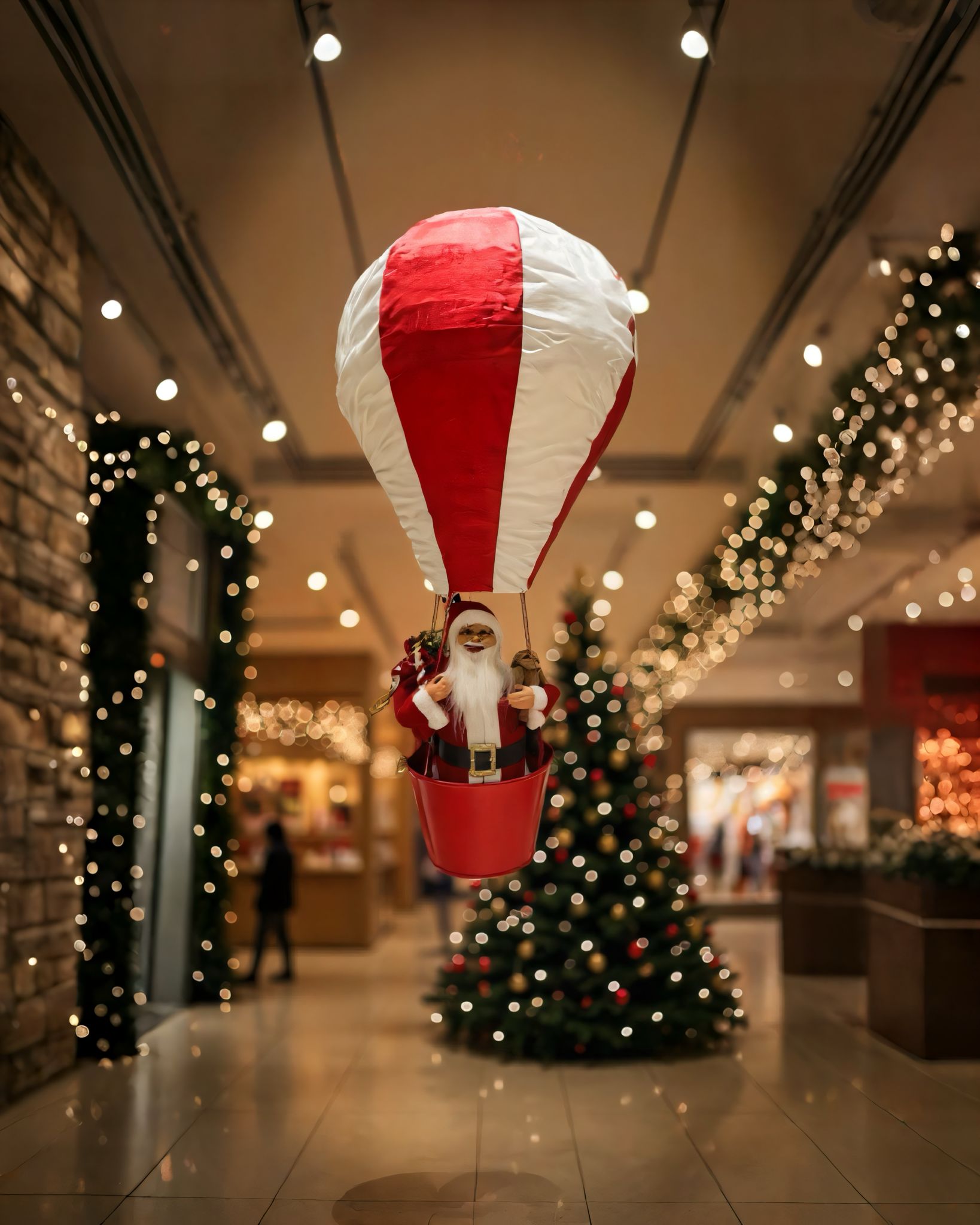Uçan Balonlu Noel Baba Dekor Süs 150 cm