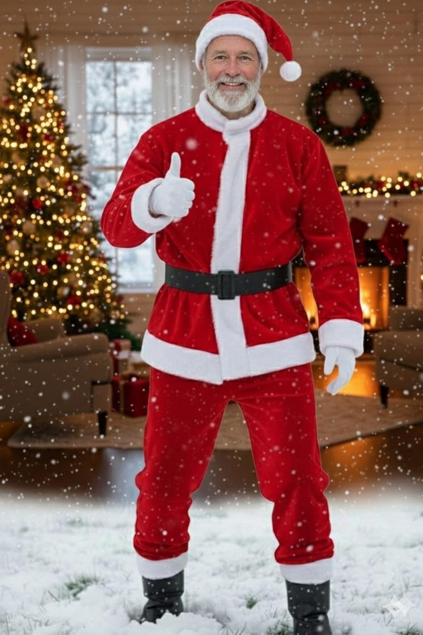 Yılbaşı Noel Baba Yetişkin-Battal  Kostüm Takım