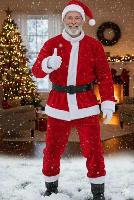 Yılbaşı Noel Baba Yetişkin-Battal  Kostüm Takım