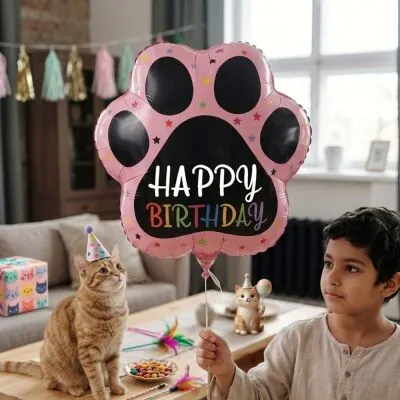 Happy Birthday Yazılı Pati Şekilli Folyo Balon