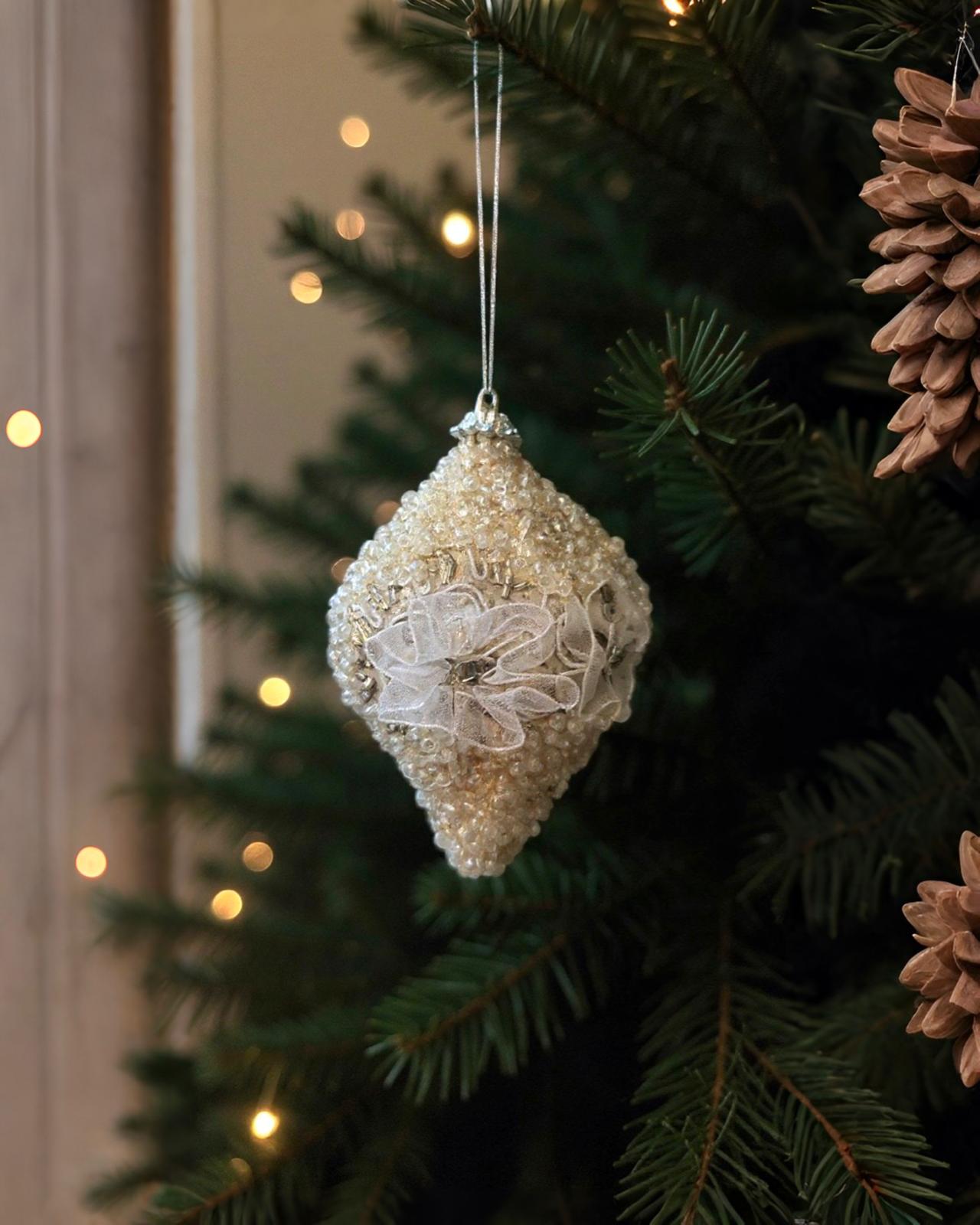 Yılbaşı Ağacı Incili  Lüks Top Süs 13 cm