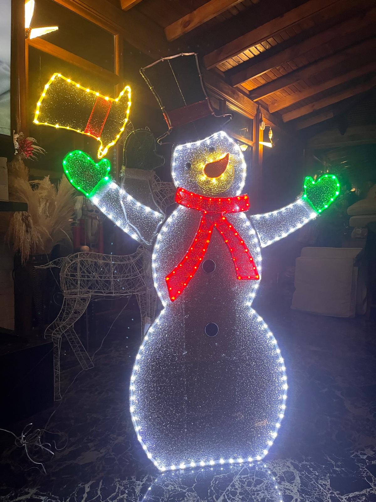 125 CM Led Işıklı Kardan Adam Figürü – 381 LED, 6 Işık Modu, Dış Mekan Yılbaşı Dekoru