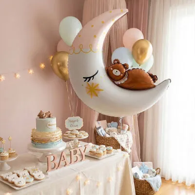 Ayda Uyuyan Sevimli Ayıcık Folyo Balon