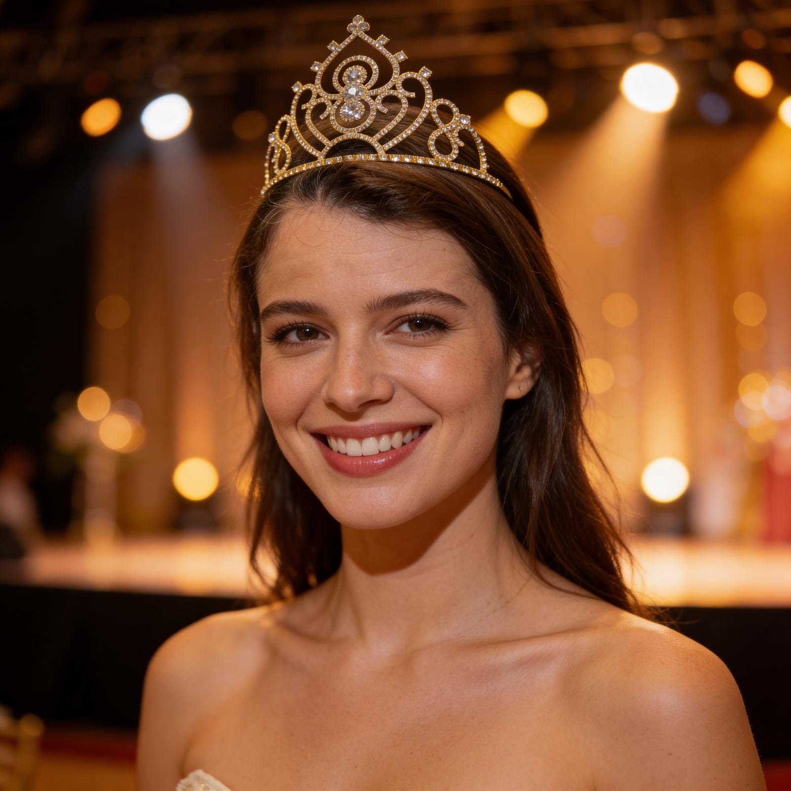 Kristal Taşlı Prenses İşlemeli Lüks Metal Taç