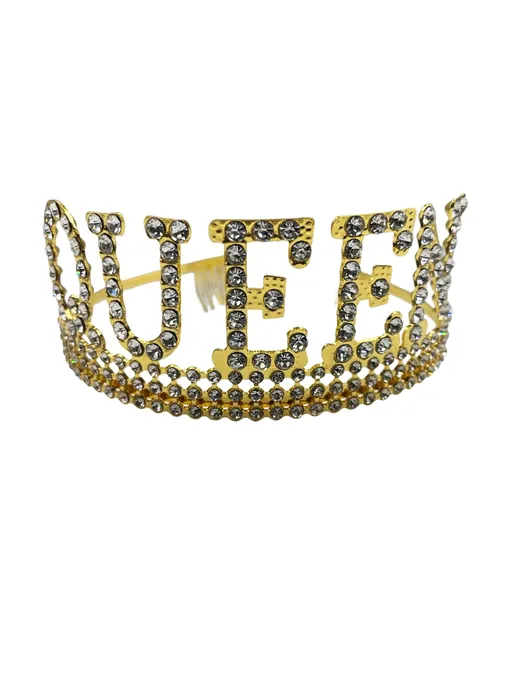 Queen Yazılı Taşlı Kraliçe Tacı