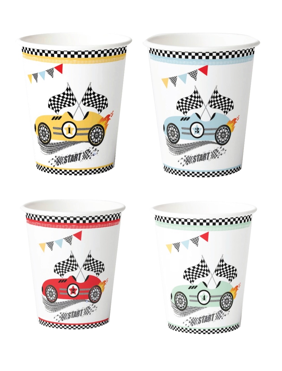 Yarış Arabaları Temalı Karton Bardak 8’li