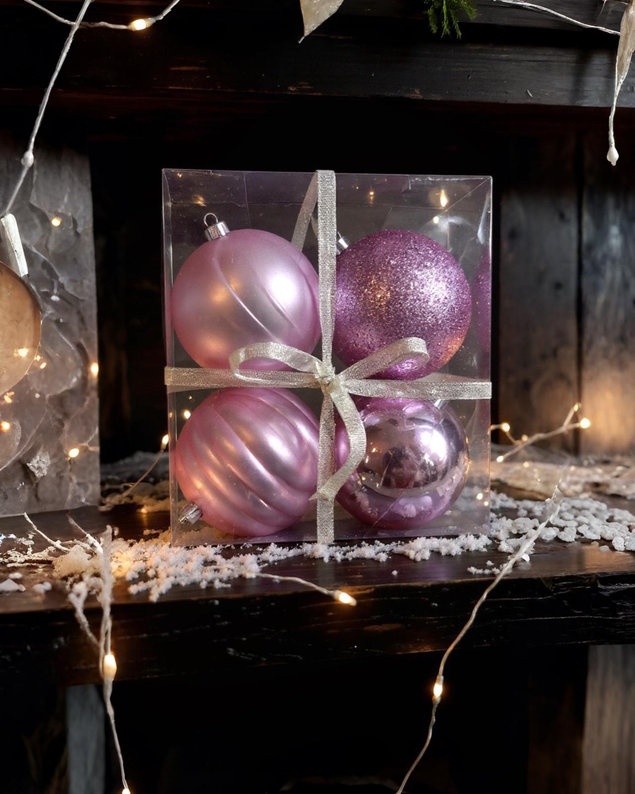 Yılbaşı Ağacı Pembe Renkli Top Süs 10 Cm