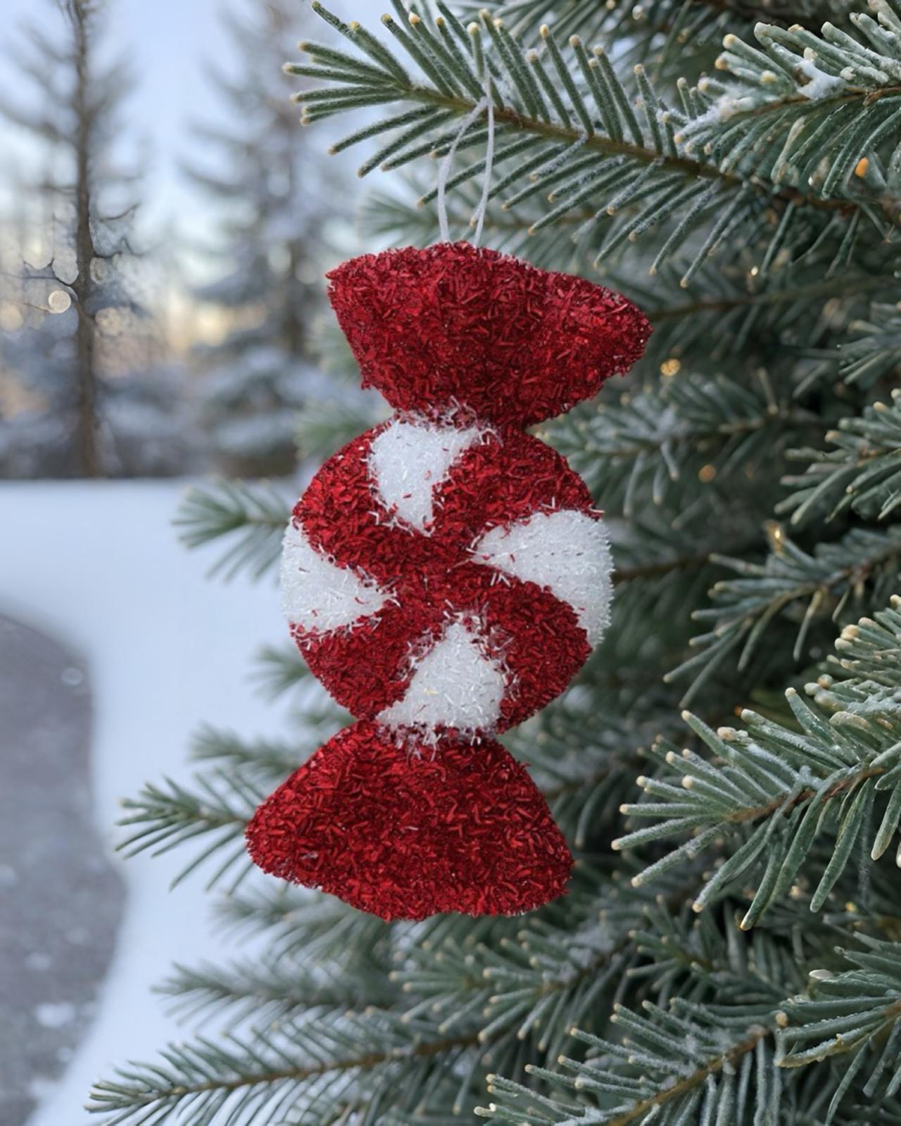 Yılbaşı Ağaç Süsü Dekoratif Simli Şeker süs 25 cm