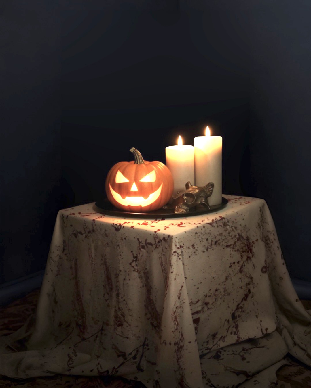 Kan Desenli Çok Amaçlı Halloween Kumaşı 120×200 cm