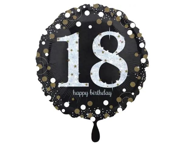 Amscan 18 Yaş Happy Birthday Holografik Folyo Balon