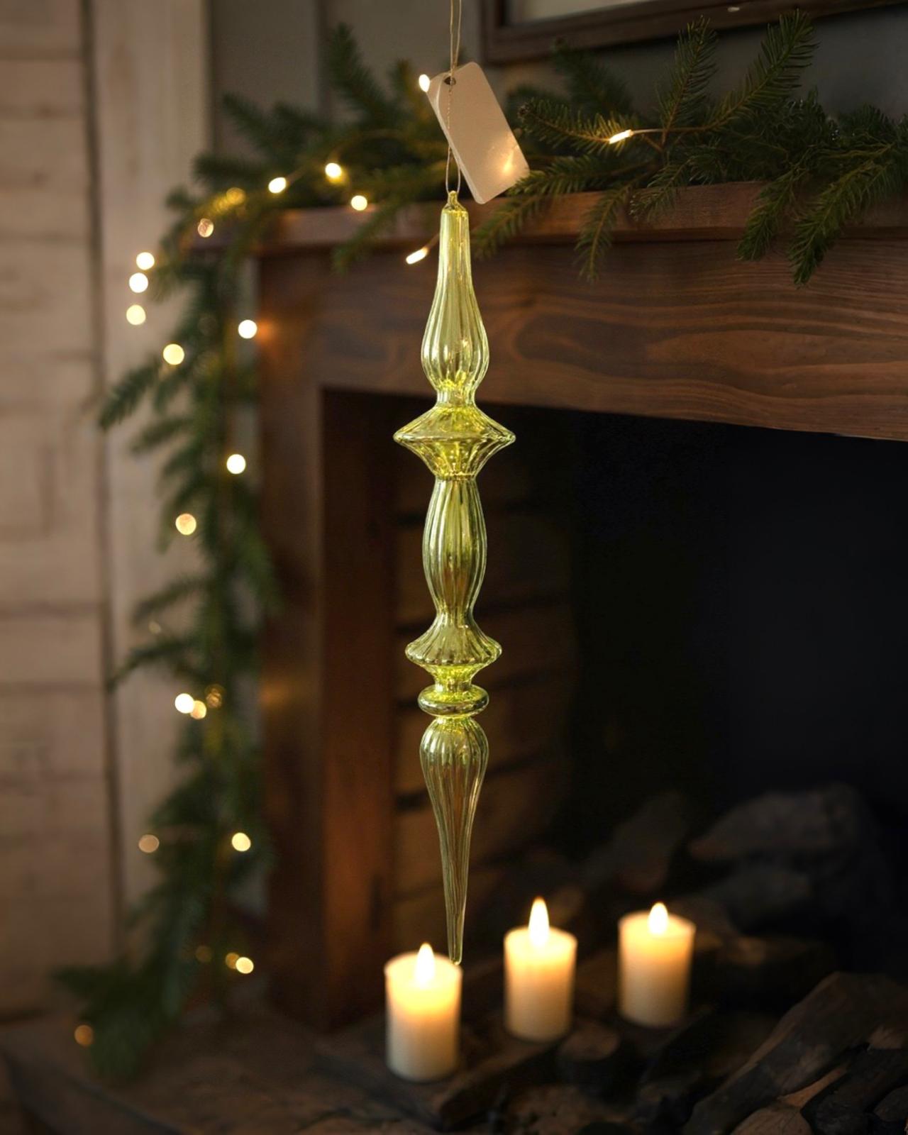 Yılbaşı  Vintage Cam Topuz Süsü 30 CM