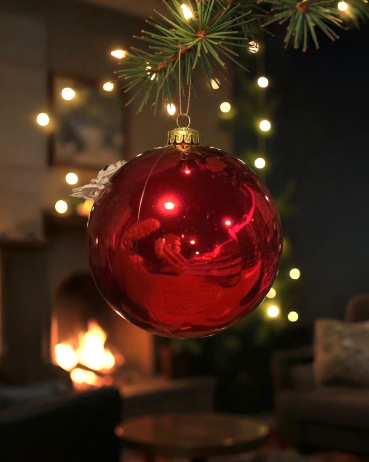 Yılbaşı Dekor Kırmızı 20 cm Top Süs