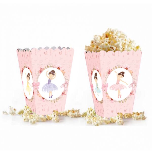 Balerin Temalı Popcorn Kutusu 8 Adet
