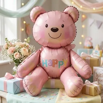 Happy Yazılı Mutlu Ayıcık Folyo Balon