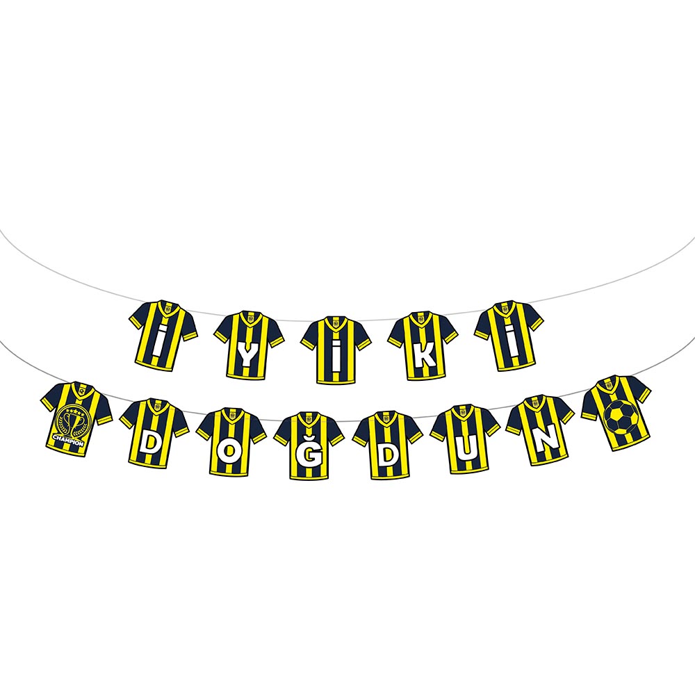 Champion Yazılı Sarı Lacivert İyi Ki Doğdun Banner