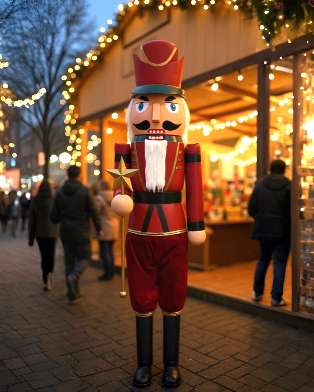 220 CM Lüks Kurşun Asker Fındıkkıran Yılbaşı Dekoru – Dış Mekan Dayanıklı El İşçiliği Model