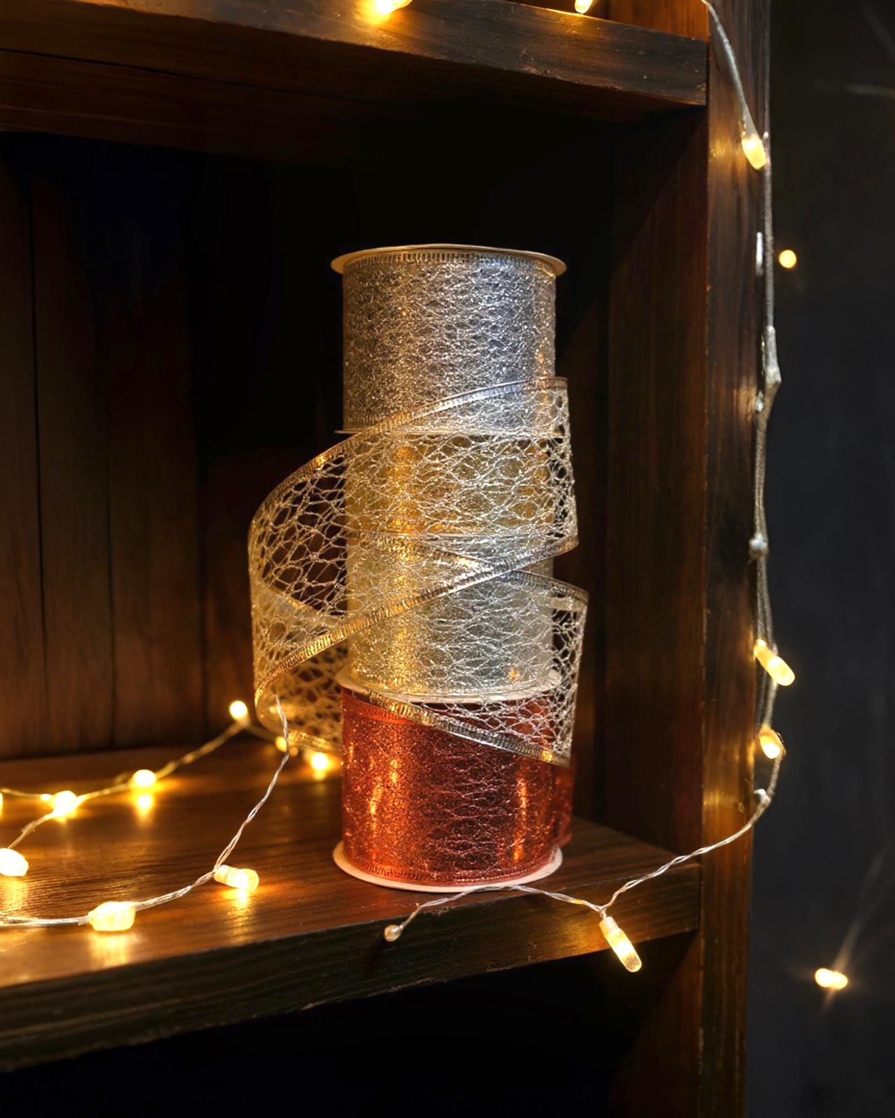 Yılbaşı Ağacı Gold Renk Oymak İpek Kurdele 3 METRE