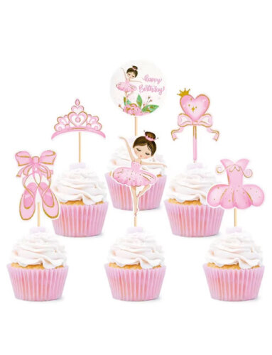 Balerin Temalı Pasta Üstü Dekor Süs 7li Set