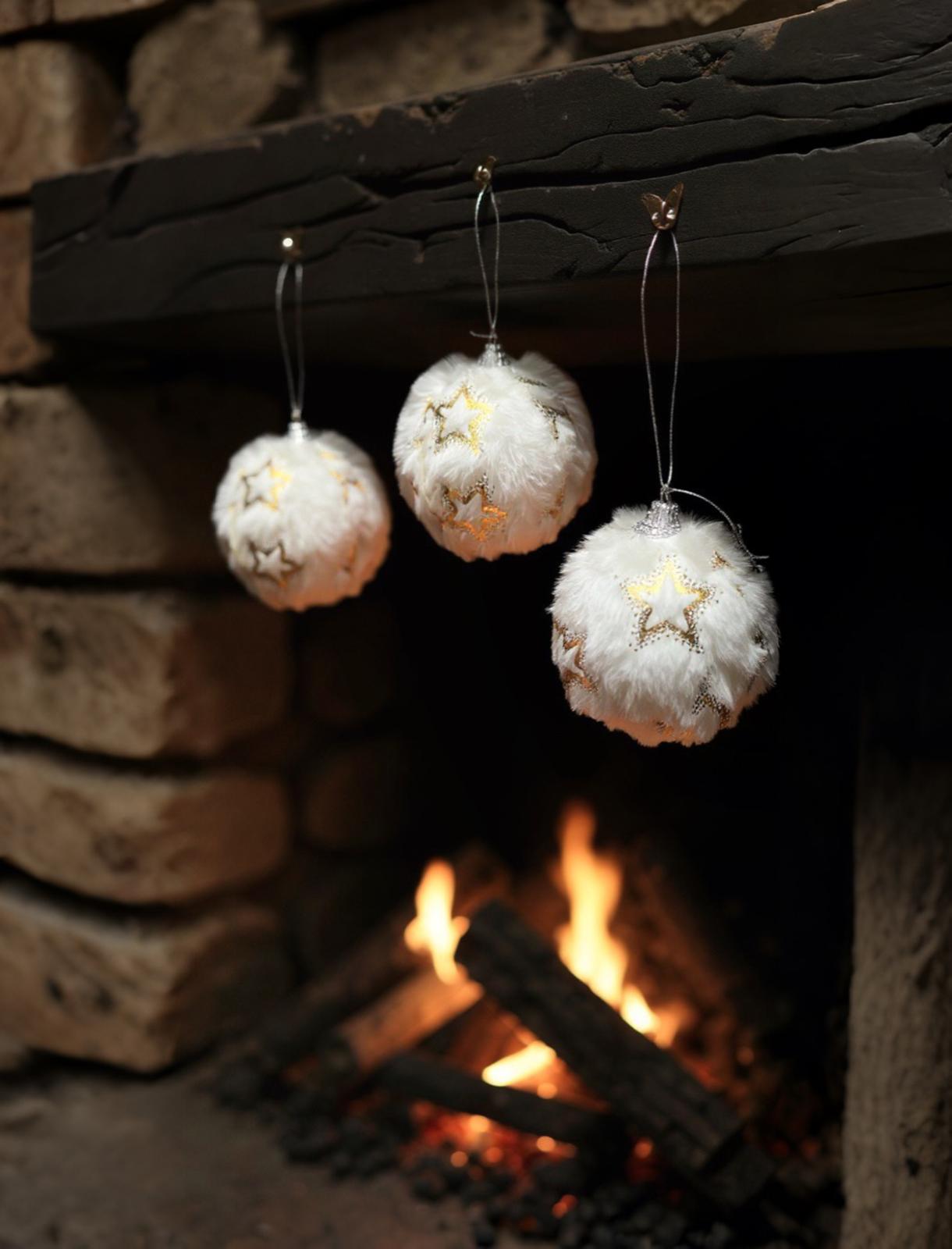 Yıldız Desenli Peluş 4 Lü Top Süs 8 CM