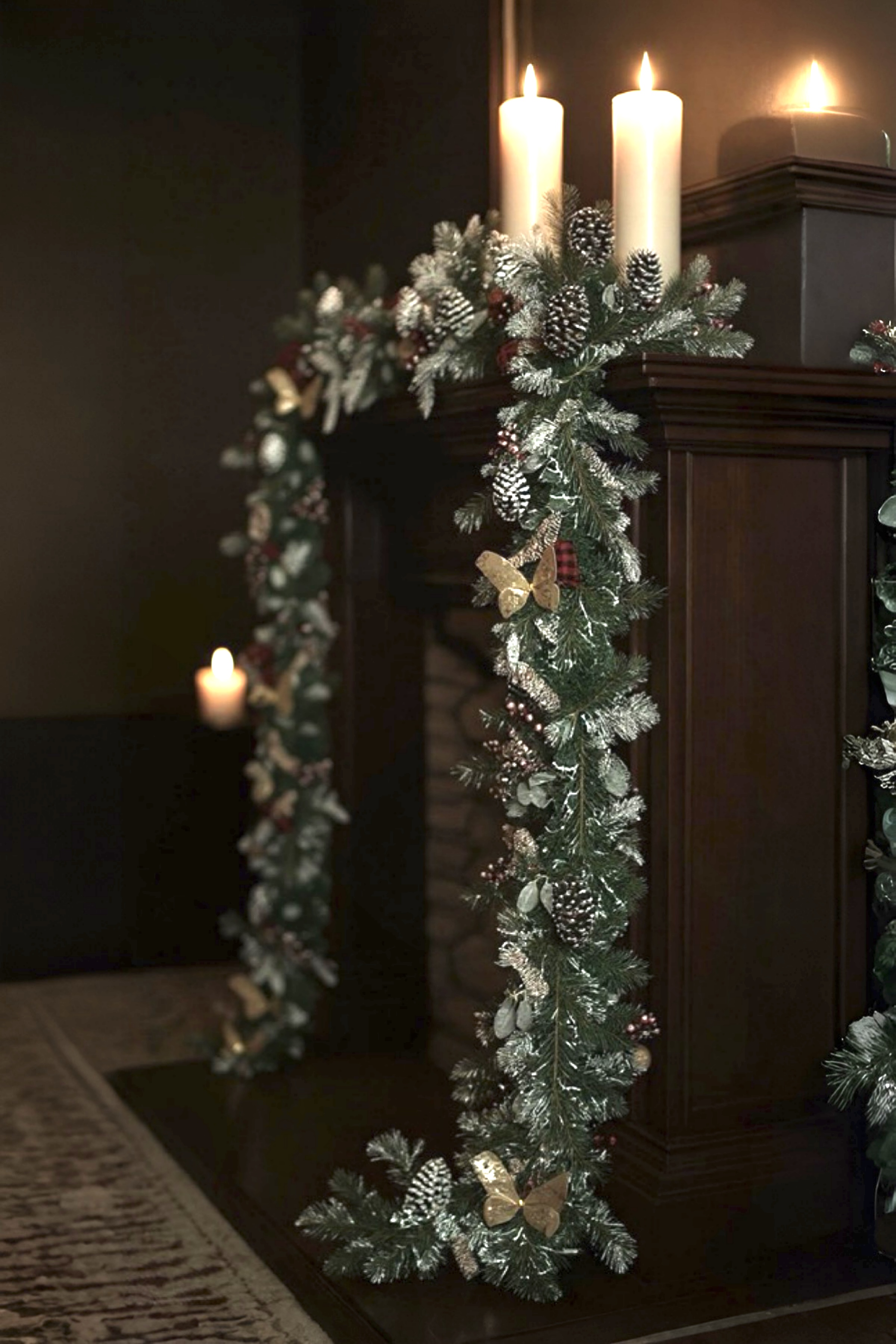 Yılbaşı Hazır Süslenmiş Karlı Garland Dekor 230 CM