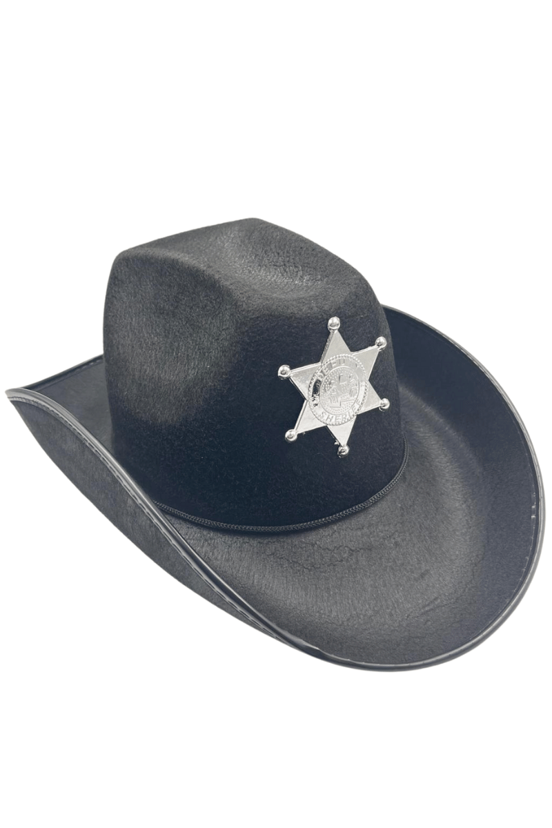 Siyah Kovboy Şerif Lüks Şapka
