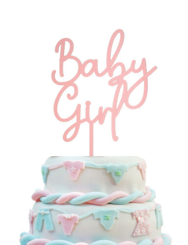 Baby Girl Yazılı Pembe Pasta Üstü Süsü