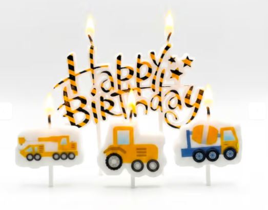 İnşaat Temalı Happy Birthday Pasta Mum Seti 4’lü