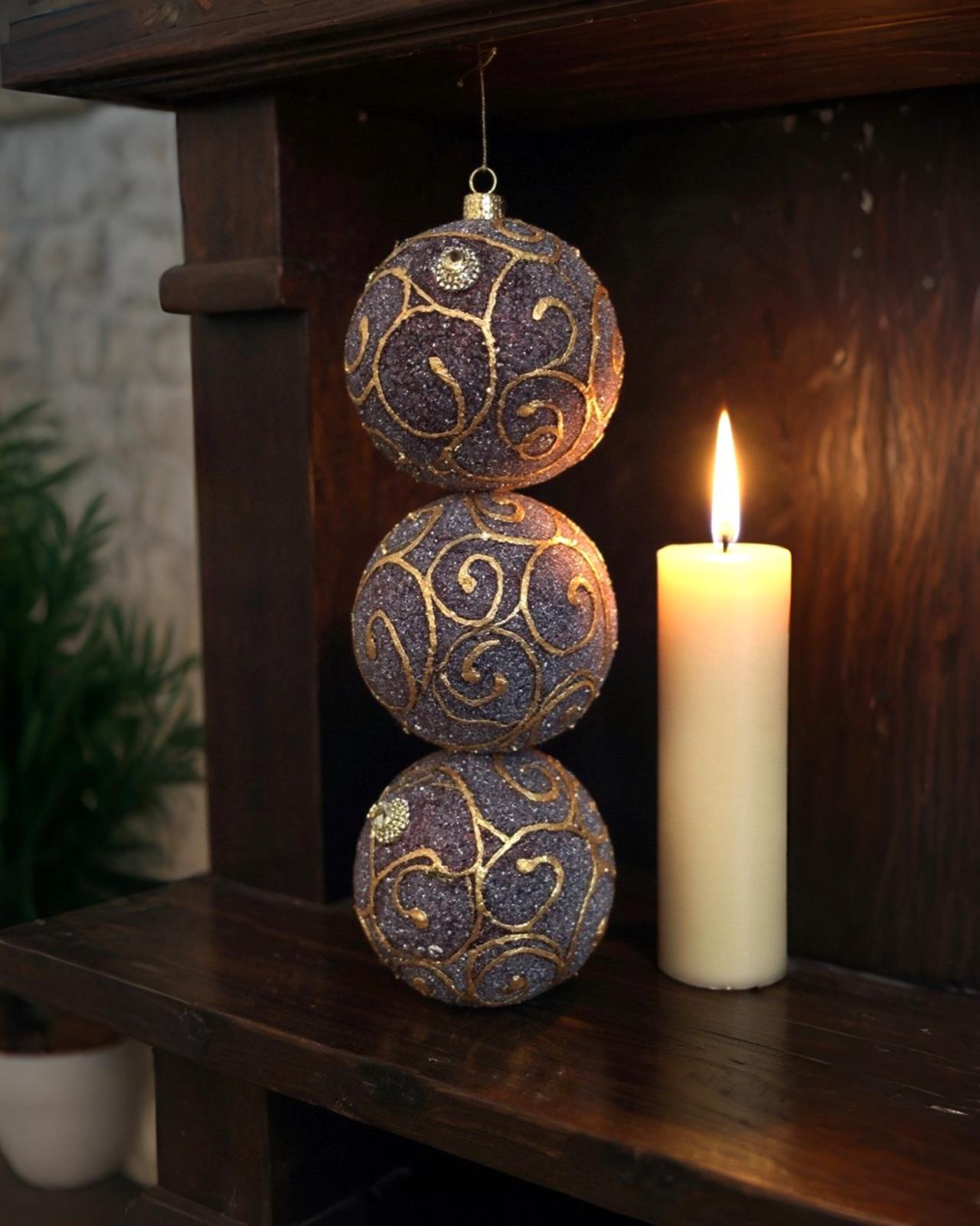 Desenli Lüks Ağaç Süsleme Topları 8 CM