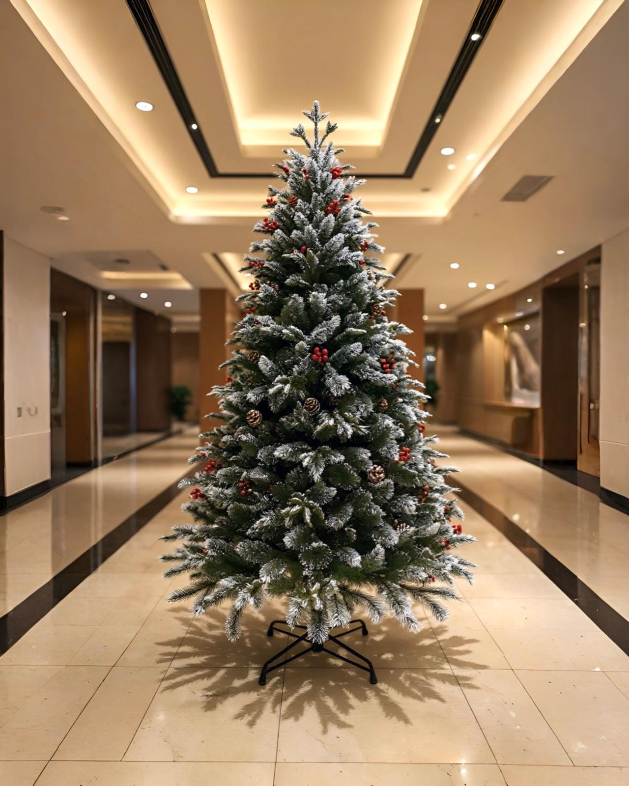 240 CM yılbaşı ağacı kendinden karlı Kokaina ve kozalaklı