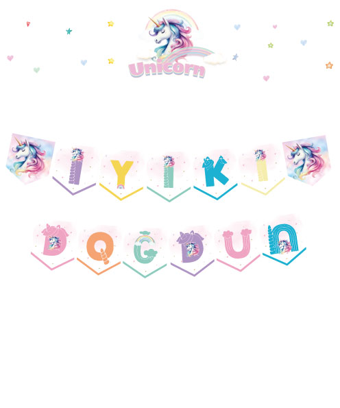 Unicorn Temalı İyi Ki Doğdun Banner