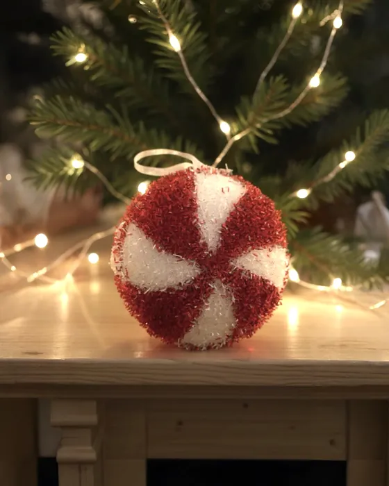 Yılbaşı Ağacı Lolipop Kırmızı Beyaz Yuvarlak Şeker Süs 14 CM