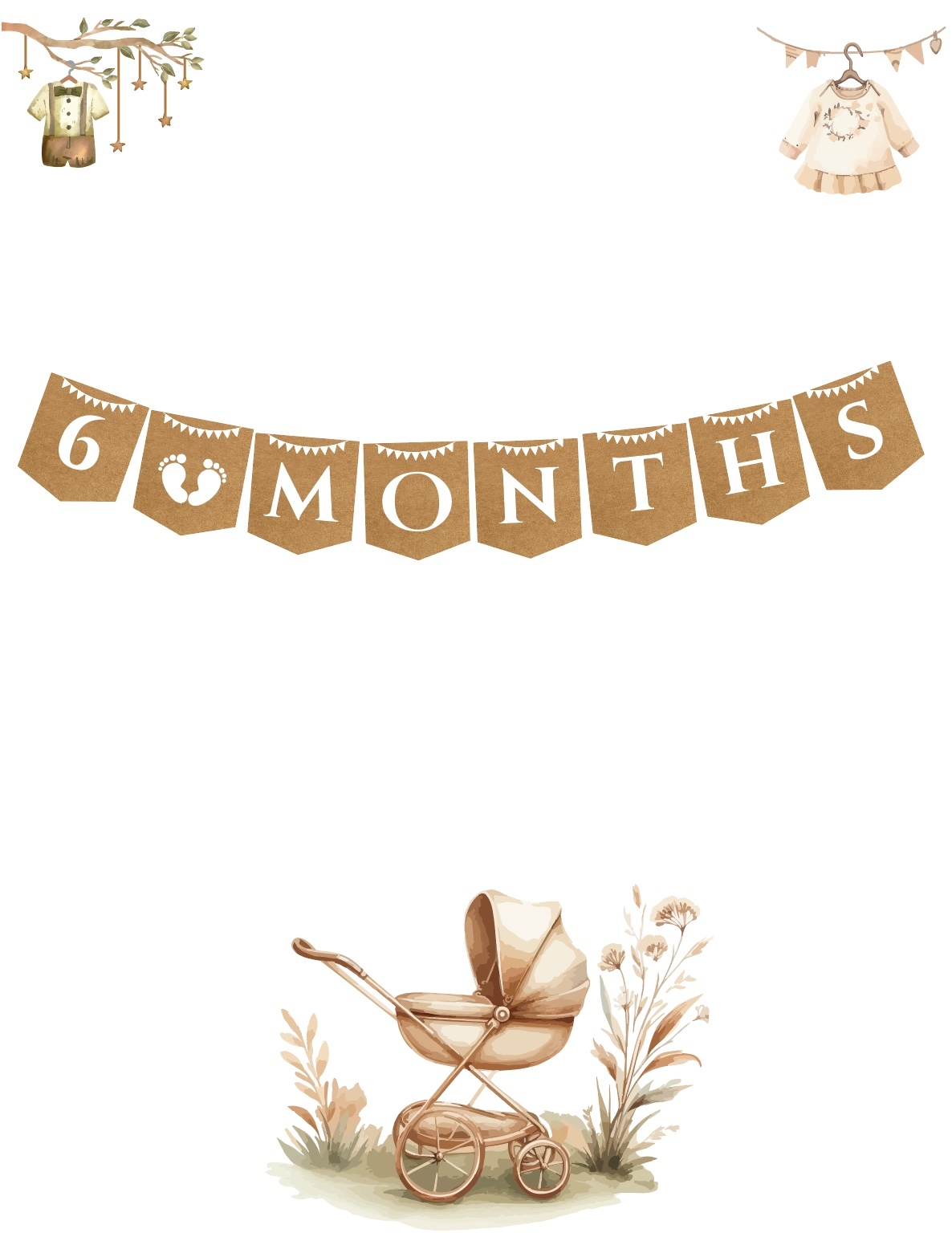 6 Months Kağıt Banner