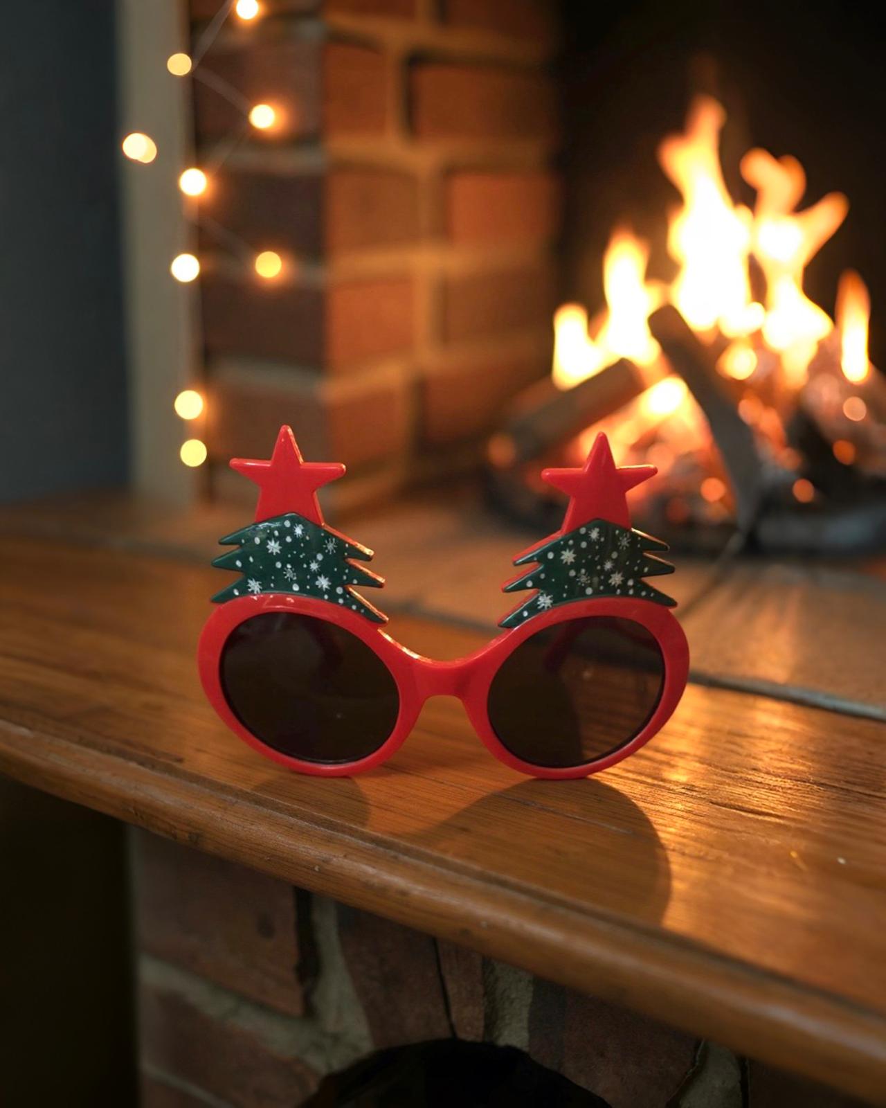 Yılbaşı Yeşil Kırmızı Çam Ağacı Parti Gözlük