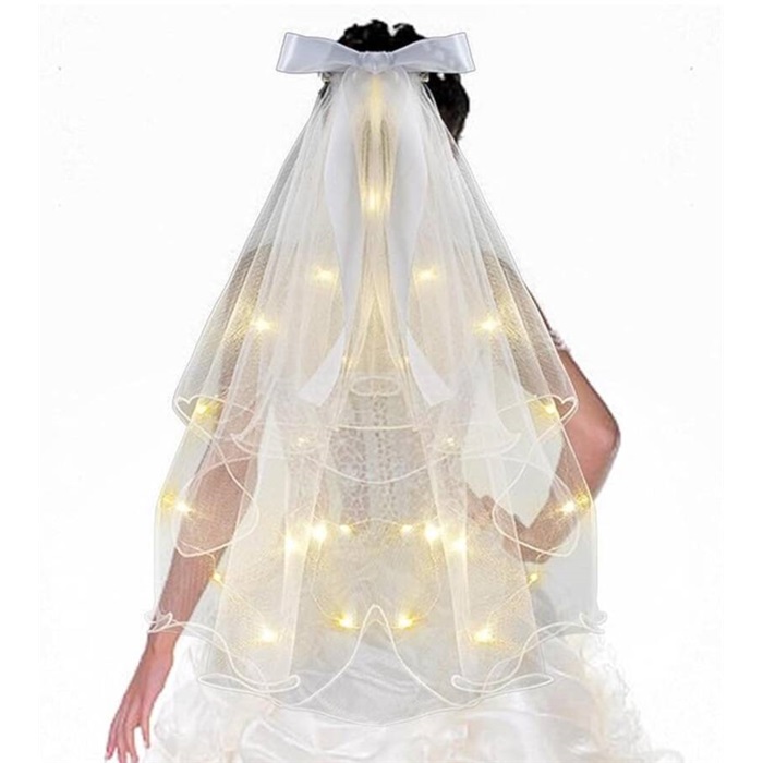 İncili Ledli Tokalı Duvak