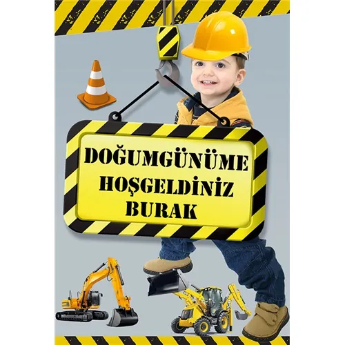 İnşaat Temalı Kişiye Özel Ayaklı Karşılama Panosu