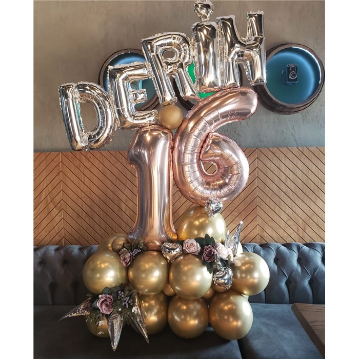 İsme Özel Yaş Temalı Balon Buket Aranjman