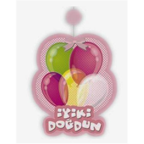 Pembe Renkli İyi Ki Doğdun Sarkıt Süs