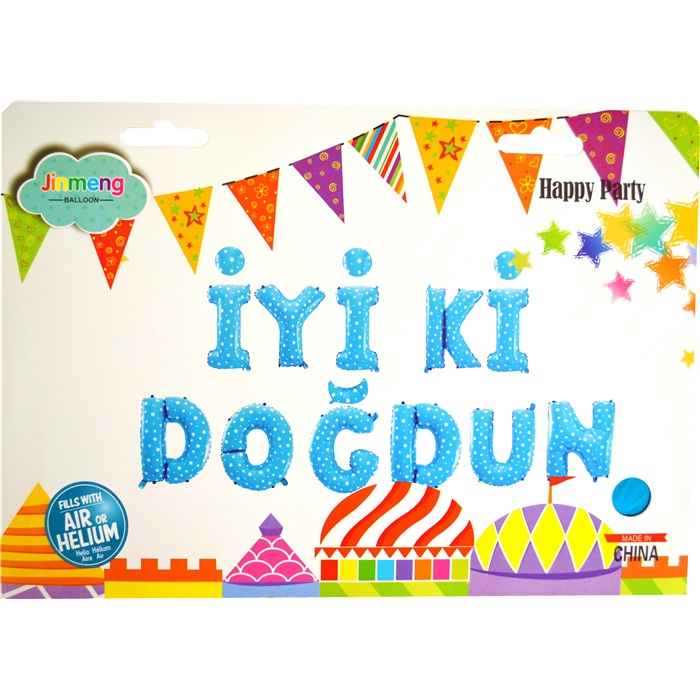 İyi Ki Doğdun Yazılı Mavi Puanlı Balon