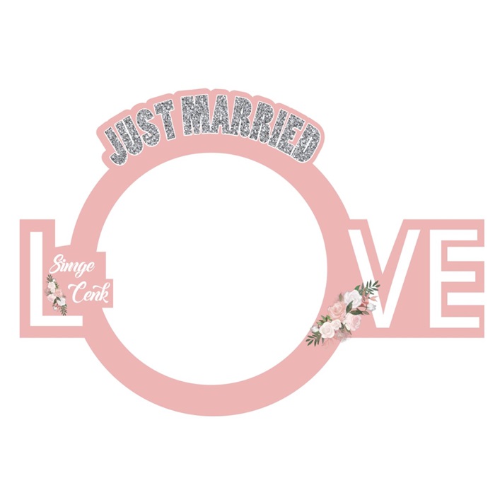 Just Merried Love Pembe Çerçeve